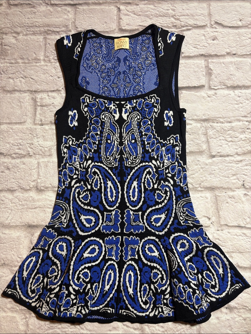 Torn by Ronny Kobo Peplum Top Sz small